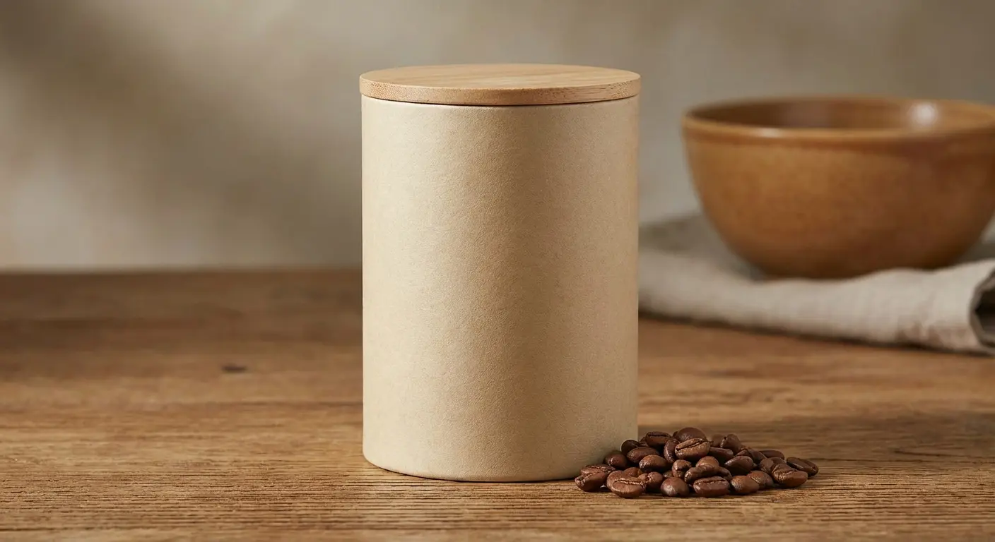 咖啡豆紙罐包裝搭配單向排氣閥特寫，氣密性保鮮期關鍵客製化紙罐指南。