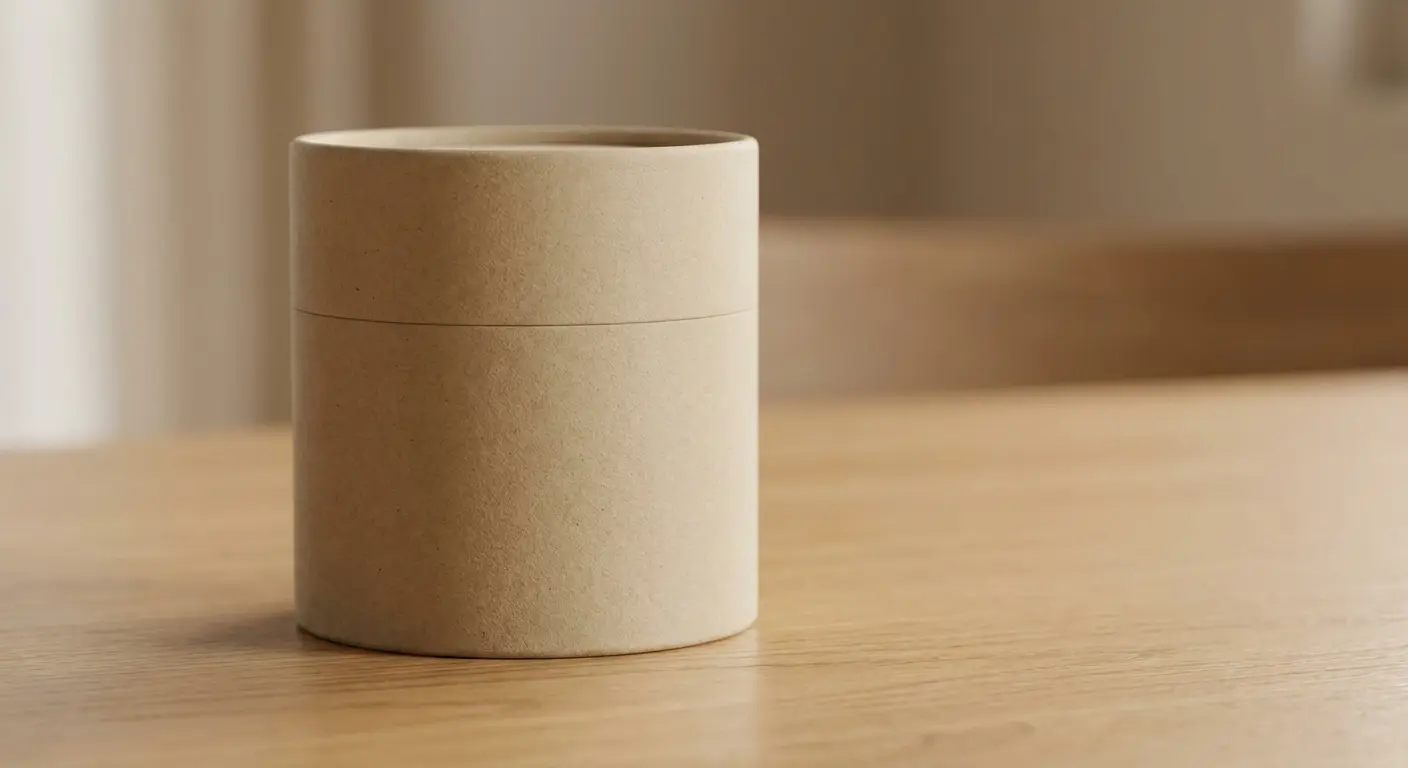 手工皂紙管包裝展示天然圓形皂體，環保質感與品牌差異化客製紙罐方案。