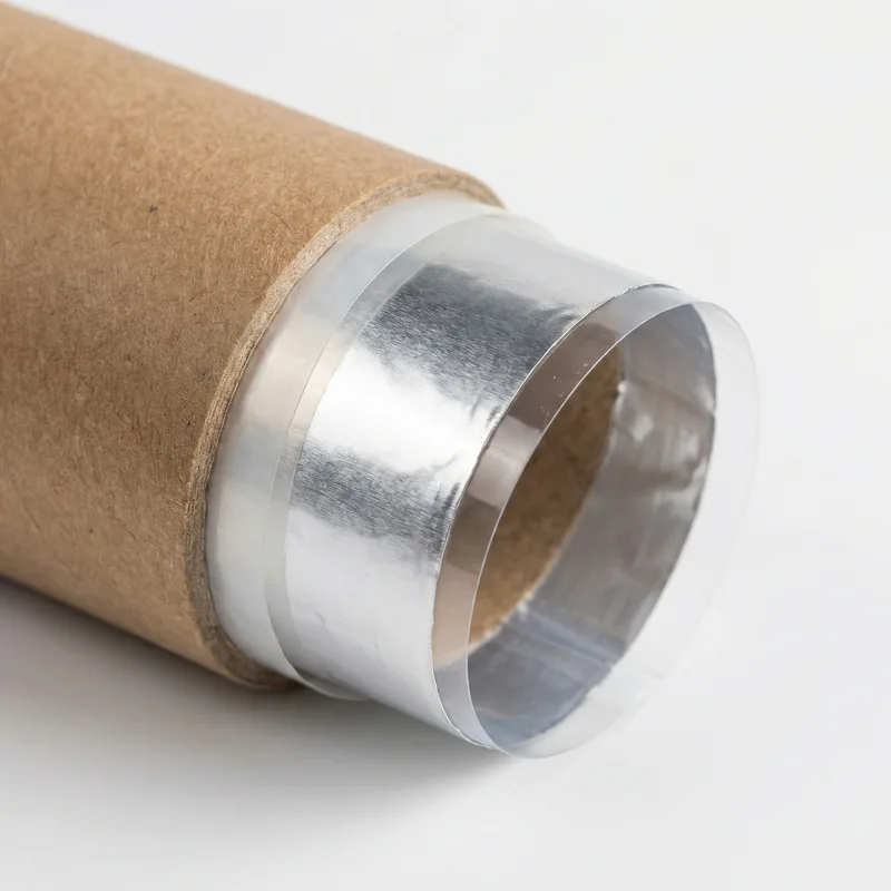 茶葉紙罐鋁箔內襯結構細節，PET鋁箔PE三層複合材質。