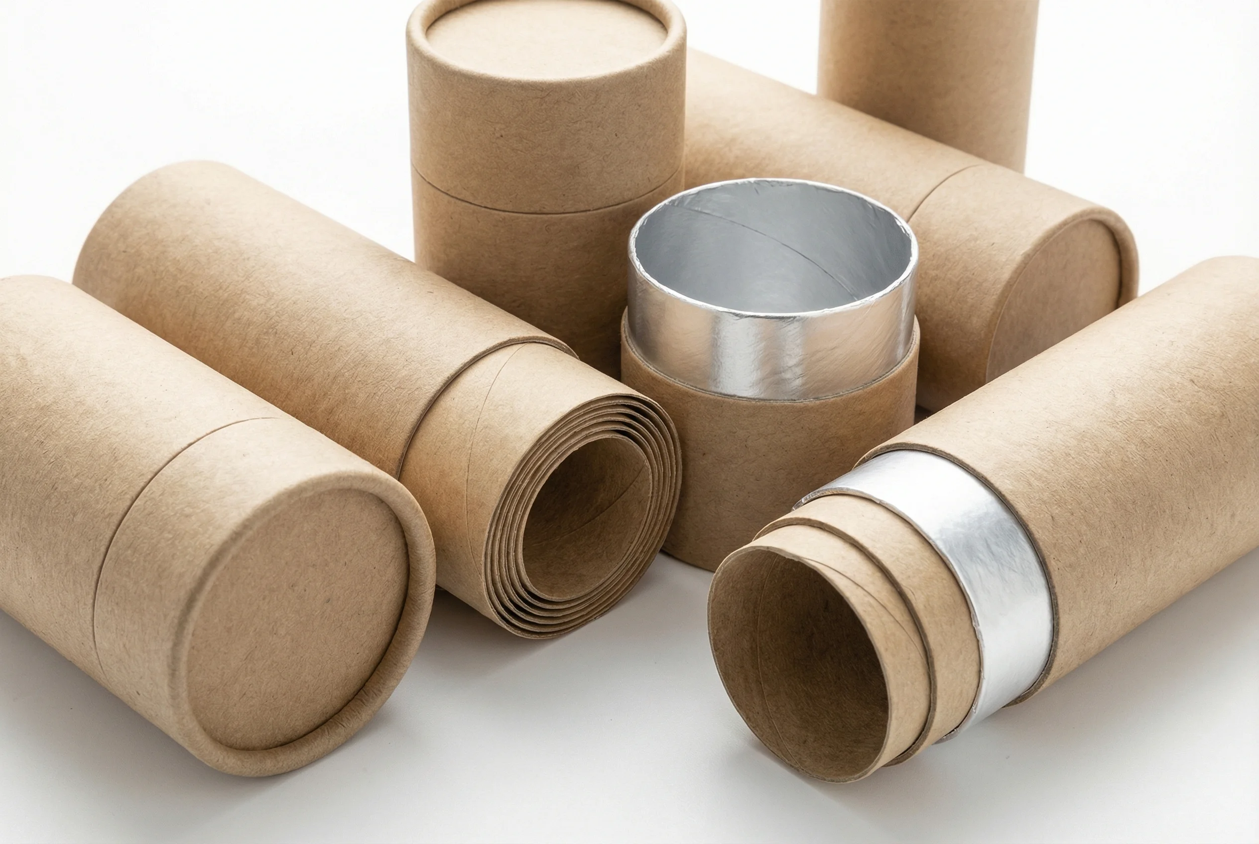 美妝紙管規格展示：52mm 口徑，PE 蓋，適合精華液眼霜品牌